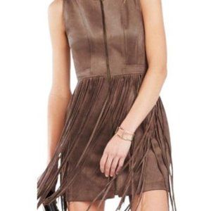 BCBGMAXAZRIA Hamin Fringe Faux Suede Vest Dress